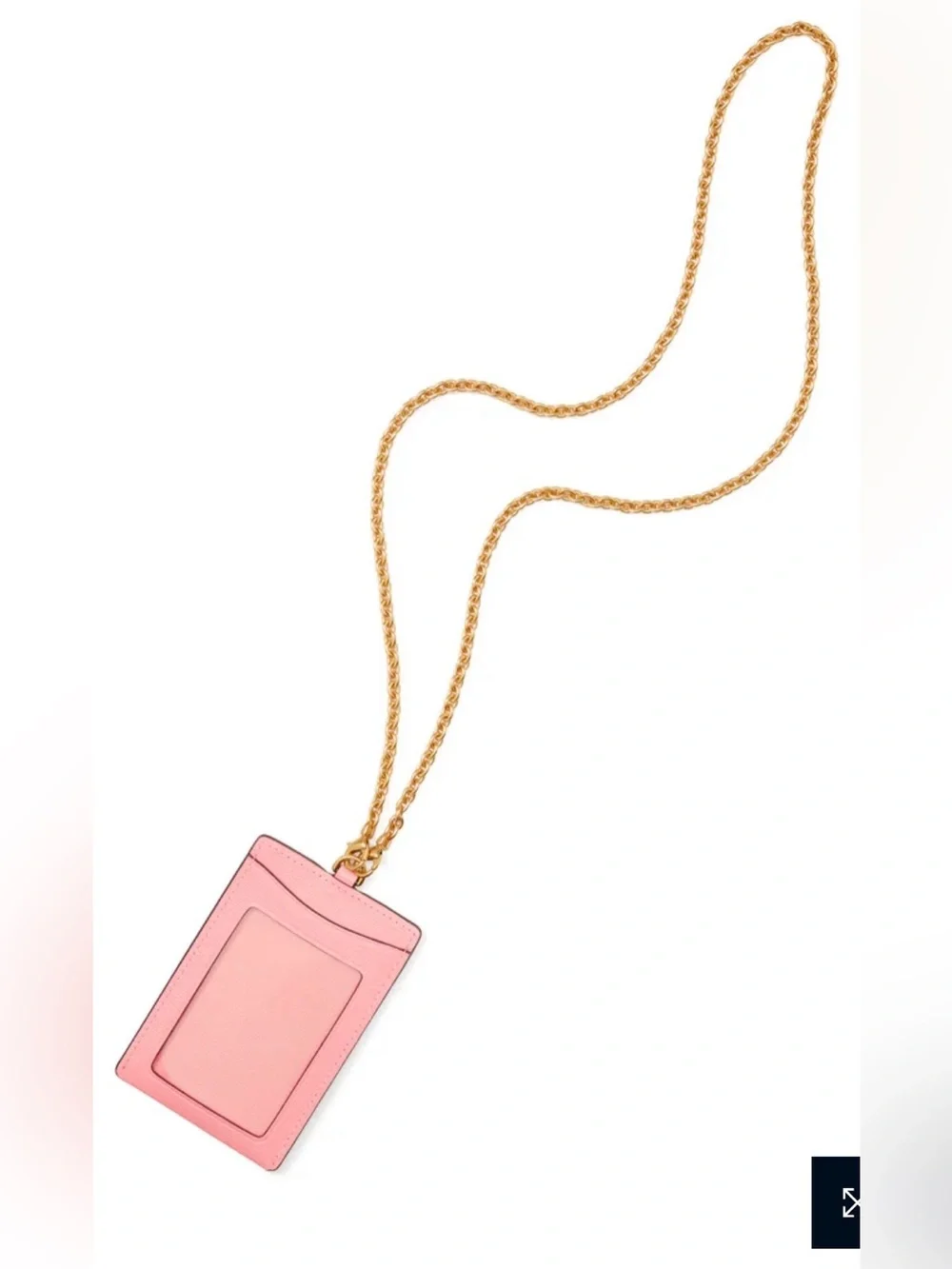 kate spade Pink Leather Card & Key Holder with Gold Chain lanyard EUC
